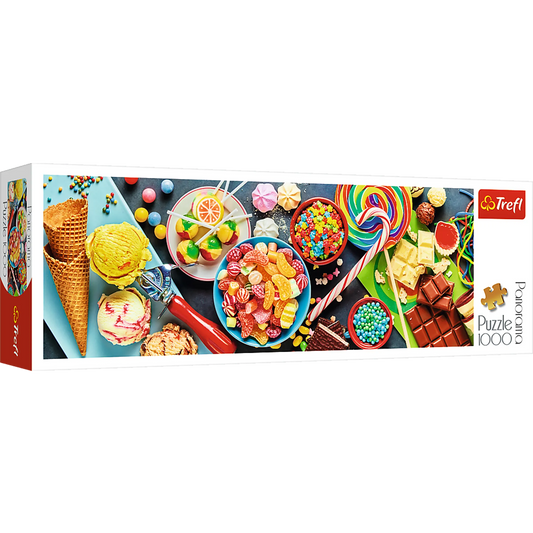 Photo of sweets, chocolate and colorful candies - Panorama 1000 Piece