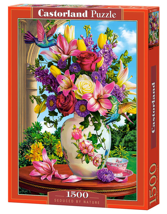 Vase with colorful flowers on table - 1500 Piece