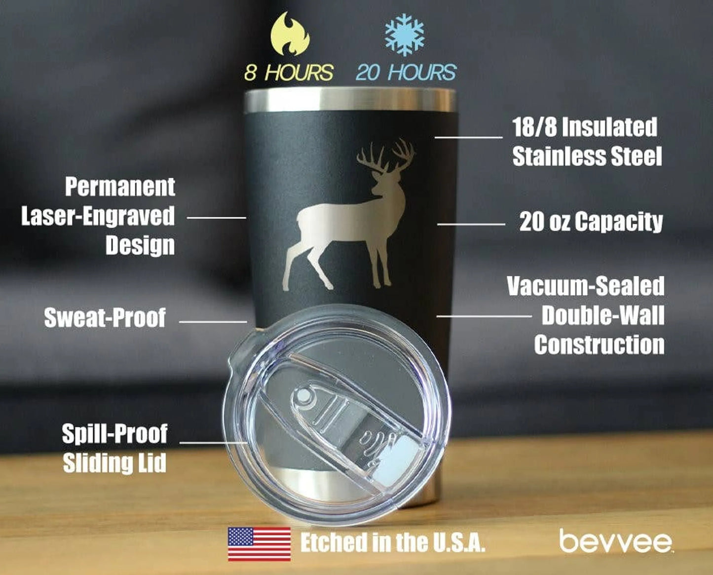 Deer Insulated Travel Tumbler - Rustic Cabin Gifts