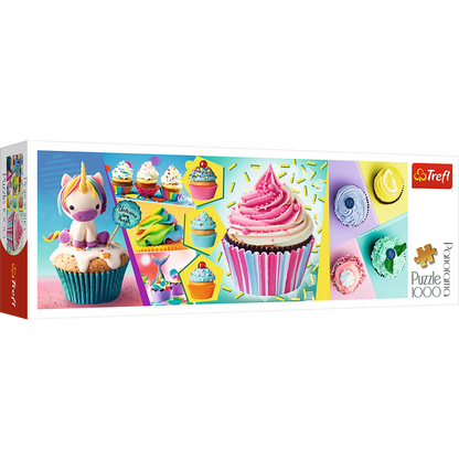 A compilation of colorful cupcakes - Panorama 1000 Piece