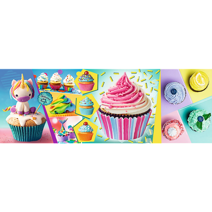A compilation of colorful cupcakes - Panorama 1000 Piece