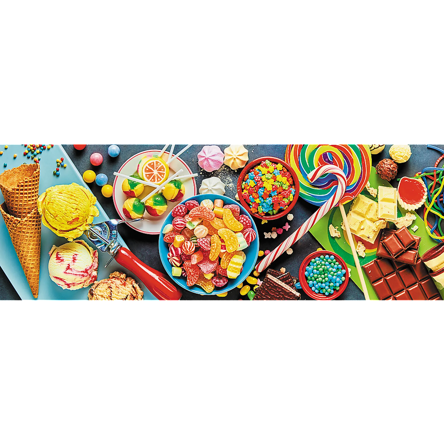 Photo of sweets, chocolate and colorful candies - Panorama 1000 Piece