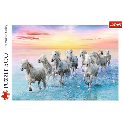 Galloping white horses - 500 Piece