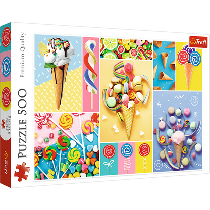 Collage of sweets, ice cream and colorful candies - 500 Piece