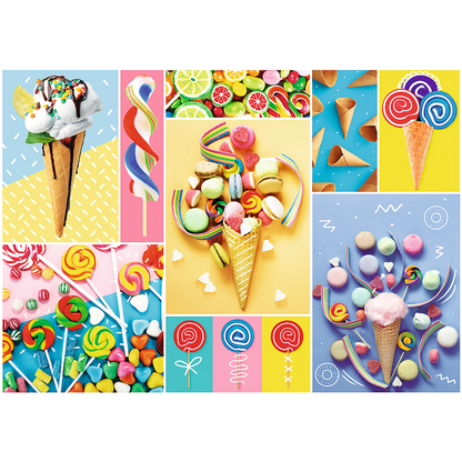 Collage of sweets, ice cream and colorful candies - 500 Piece