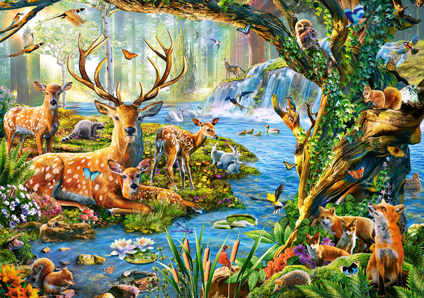 Deer surrounded by other animals - 500 Piece