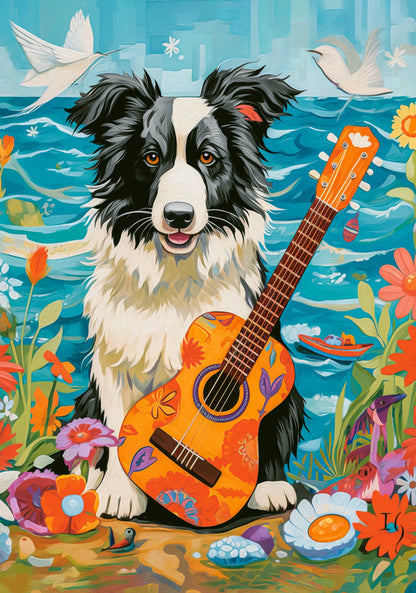 Collie, Guitar and the Sea- 500 Piece