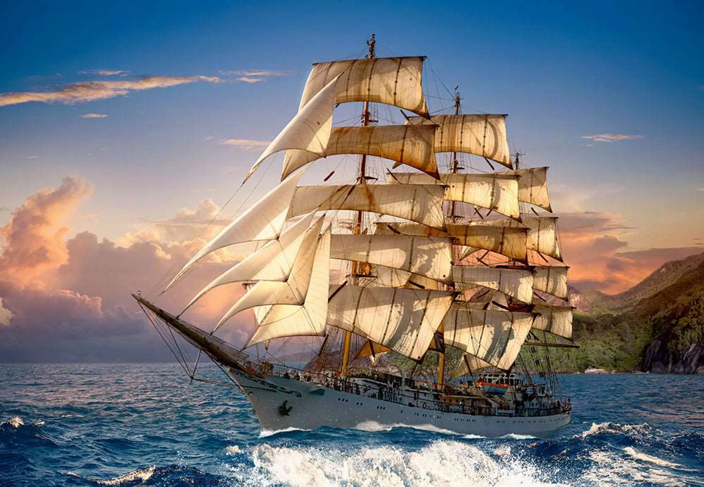 Sailing ship at sunset - 1500 or 1000 Piece
