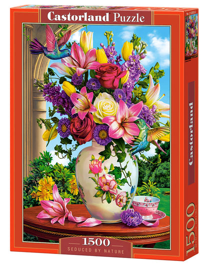 Vase with colorful flowers on table - 1500 Piece